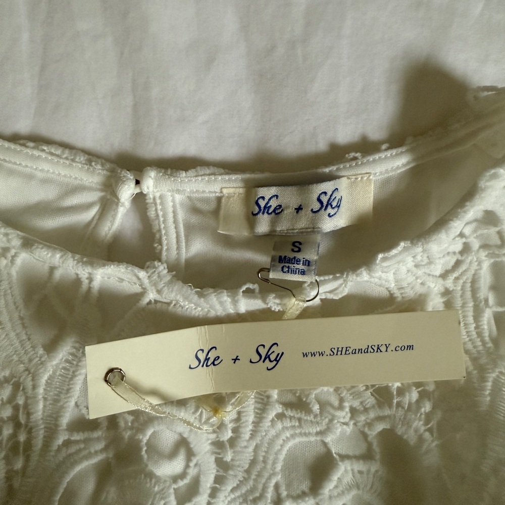 She + Sky White Mini Dress with Ruched Detailing